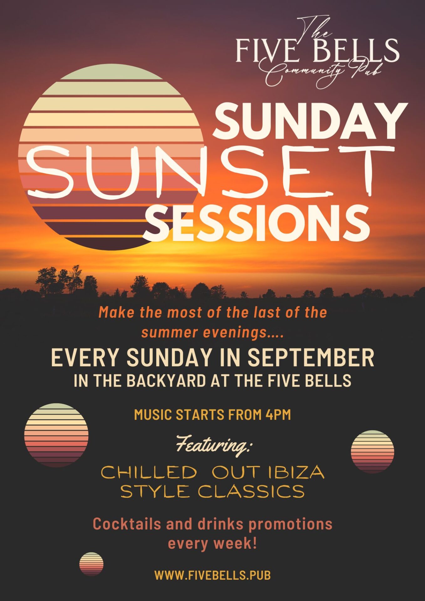 Black and orange sunset party flyer