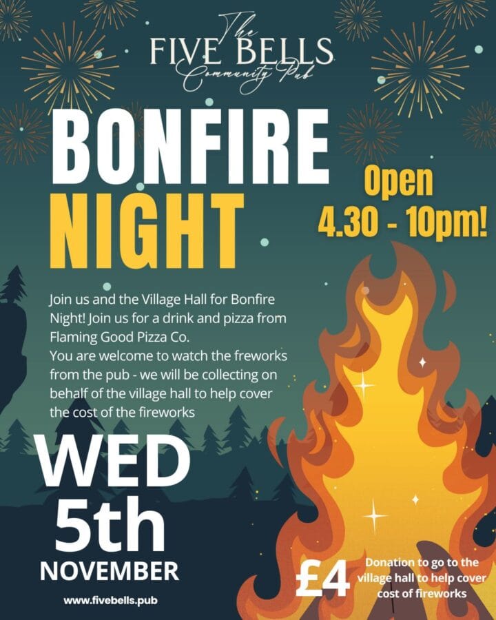 Dark grey ilustrated bonfire night instagram post